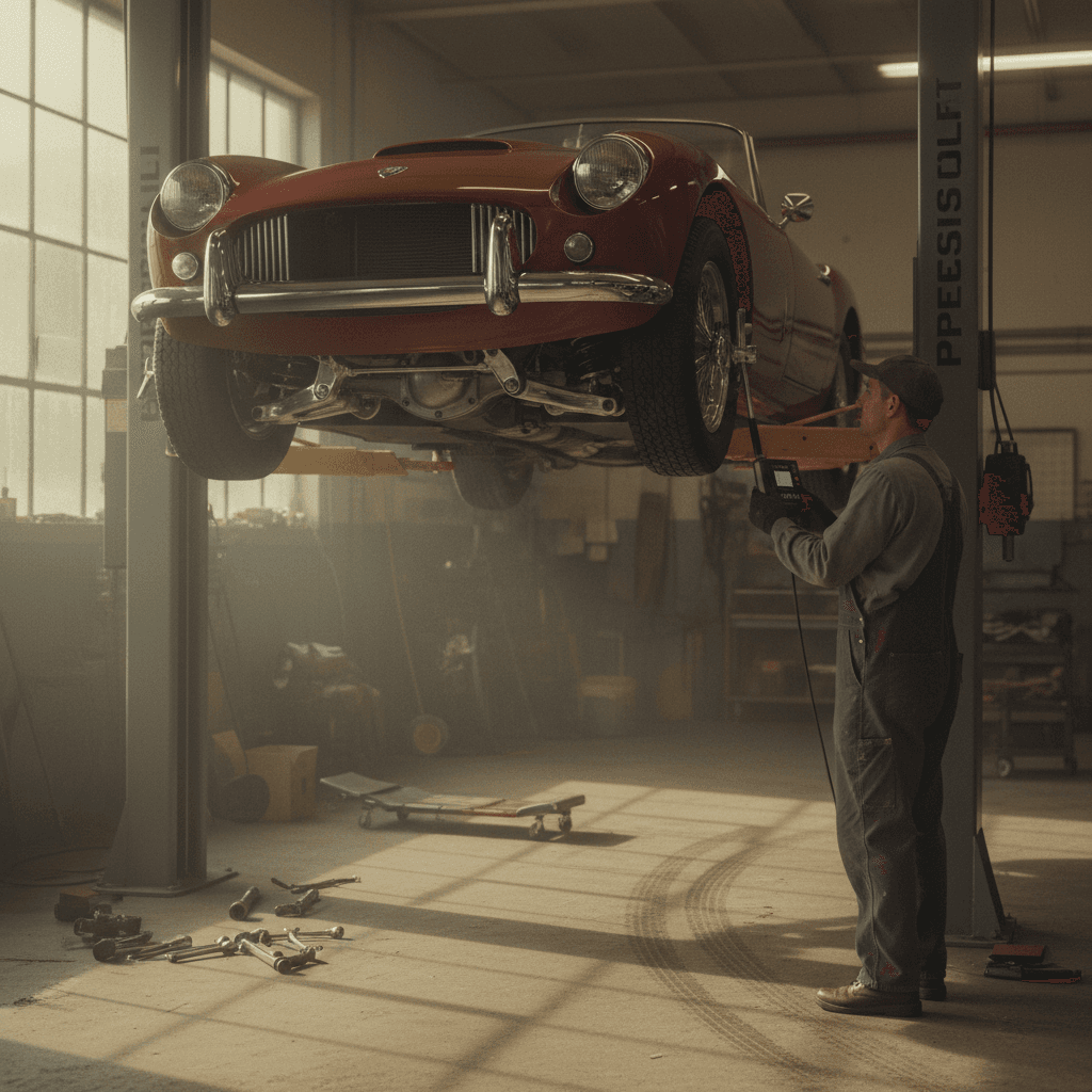 Vehicle suspension inspection on hydraulic lift